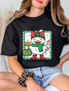 Camisa De Navidad Para Niños, Camisa De Navidad Personalizada, Camisa De Caña De Caramelo Y Camisa De Santa, Camisa De Navidad Hermano Hermana, Camisa De Ganso De Navidad Camiseta - Negro - Ver 1