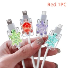 可爱3D闪亮海龟造型充电线保护套，兼容数据线、iPad、USB Type-C/L接口