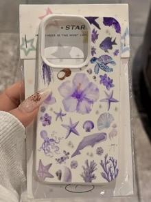 1 chiếc ốp lưng điện thoại TPU chống sốc, thiết kế tối giản, hình sao biển trắng và hoa tím, tương thích với iPhone 17, 16, 15, 14, 13, 12, 11 Pro Max, Air và các dòng khác, phiên bản quốc tế, không phải phiên bản nội địa. - Nhiều màu - Xem 4