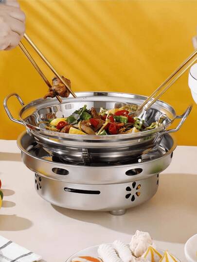 1 Set Stainless Steel Heating Base Stove Plate, High-Quality Stainless Steel Open Flame Hot Pot Base, Can Heat Tableware Plates, Windproof Alcohol Stove Heating Dish, Suitable For Home, Commercial, Restaurant, Gift, Party