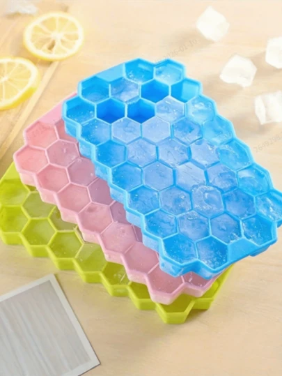 1pc/2pcs Round Ice Cube Tray, Silicone Squeeze Ice Cube Maker, Easy Release Home Ice Cube Mold