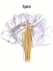 20pcs White Satin Lace Wands, Silk Fairy Wands, Wedding Ribbons, Golden Bells, Party Wands, Party Favors, Wedding Party Event Decorations, Holiday Birthday Celebrations, Suitable For Weddings, Holiday Birthday Parties, Valentine's Day, Christmas Weddings Decorations, Best Gifts, Home Decor, Room Decor, Bridal Christmas Decorations - Multicolor - View 11