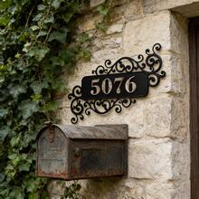 Personalized Metal Address Plaque/Custom House Number Address Sign/Front Door Wall Hanger Signs Metal Sign Outdoor /Housewarming Gifts - Black - View 3