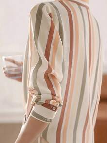 Plus Size New Loose Long Sleeve Women Blouse Shirt Spring - Apricot - View 3