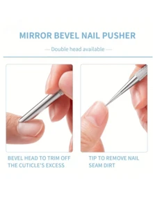 5pcs Nail File Set + 1pc Double-Ended Steel Cuticle Pusher, For Removing Calluses, Manicure & Pedicure Beauty Steel Tools - Multicolor - View 5