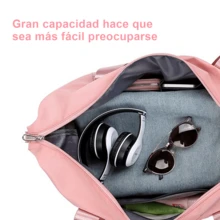 Bolsa de Viaje Expandible con Ruedas Desmontables / Gran Capacidad Multifuncional con Separación Seco-Húmedo / Impermeable para Gimnasio Yoga Viajes Fin de Semana - Rosa - Ver 4