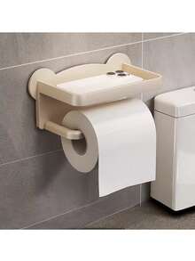 1pc Bathroom Paperless Phone Tissue Box, Wall-Mounted Toilet Paper Holder Storage Rack - Multicolor - View 8