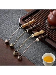 1 Piece. Purple Bamboo Whip, Bronze Alloy, Matcha Powder Spoon, Four Treasures, Ink Spoon, Tea Ceremony Accessories, Teaspoon - Multicolor - View 8