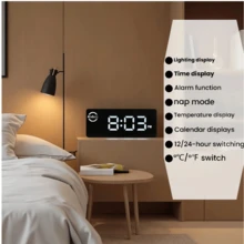 Ksbsts Minimalist LED Digital Alarm Clock, Large Screen Clock Suitable For Living Room, Bedroom And Office, Modern Desk Clock For Home Decor And Time Management - Multicolor - View 8