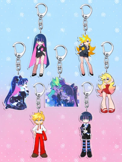1pc Y2K Style Panty & Stocking With Garterbelt Acrylic Keychain - Brief/Scanty Character Charm Figure.Everyday Bag Accessory, Bag Charm, Lanyard, Key Holder. Ideal For Boyfriends, Girlfriends, Family Members, Doctors, Nurses, Valentine's Day Gifts, Cell Phone Decorations, And More.