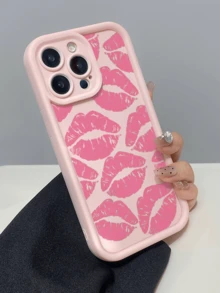 Lips 1pc Sexy Pink Lip Print Minimalist Full Coverage TPU Shockproof Phone Case Compatible With Apple 17, 16, 15, 14, 13, 12, 11 Pro Max, Air, And Series - Multicolor - View 2