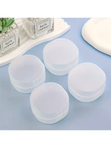 1/2/3個小透明塑料圓形收納盒 - 便攜式化妝棉與卸妝產品收納盒，密封旅行設計，適用於刷子、球、珠子等，浴室與梳妝台收納，卸妝產品收納盒，光滑表面，透明收納盒 - 彩色 - 查看 3