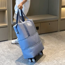 Bolsa de Viaje Expandible con Ruedas Desmontables / Gran Capacidad Multifuncional con Separación Seco-Húmedo / Impermeable para Gimnasio Yoga Viajes Fin de Semana - Celeste - Ver 1