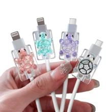 可爱3D闪亮海龟造型充电线保护套，兼容数据线、iPad、USB Type-C/L接口