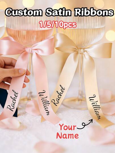 1/5/10pcs, Piece Custom Text Ribbon, Party Business Card Reservation Logo, Beautiful Accessory, Customizable Text Label, For Champagne Glass, Wine Bottle Decoration Ribbon,Party Gift Wrapping, Flower Bouquet Tie, Gift Wrapping Decoration Ribbon, Suitable For Wedding, Birthday Party Ribbon And Easter Gifts, Urprise Romantic Gift, Boyfriend,Girlfriend ,Father,Mother,Couple,Best Friend Gift.