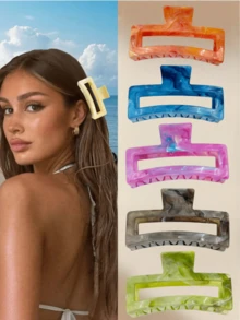 1pc/3pcs/6pcs Solid Color Casual Soft Silicone Cross Hair Clips, Flexible Anti-Collision Protective Hairpin, Durable - Multicolor - View 1