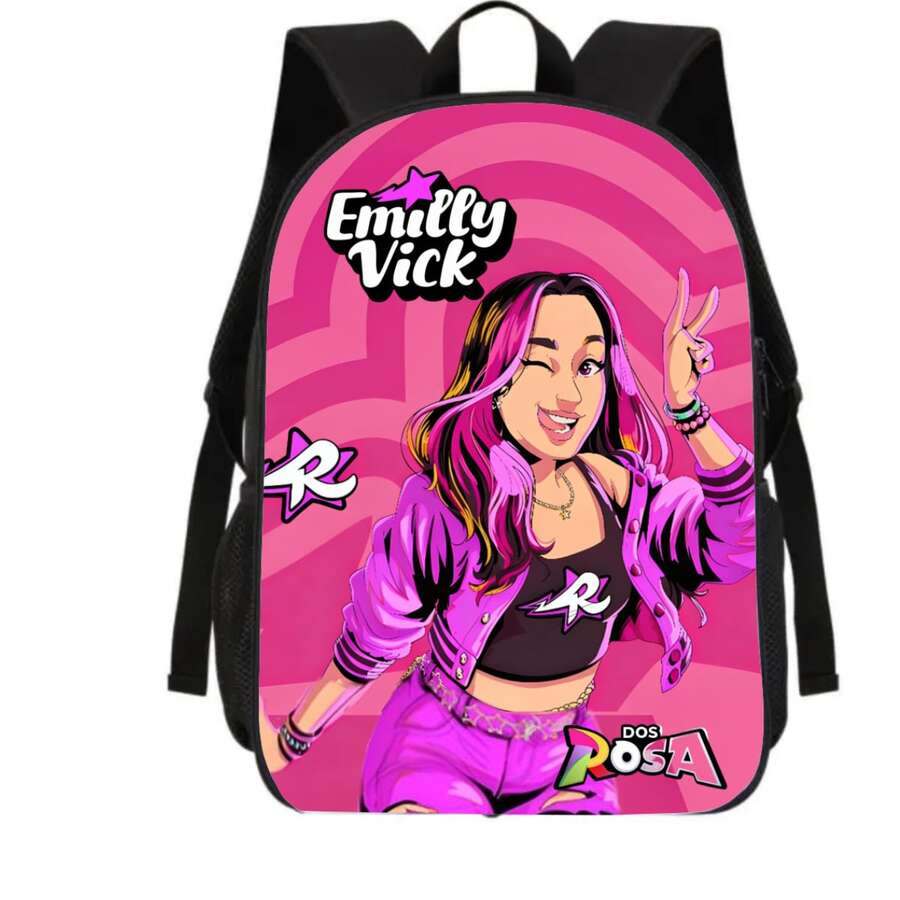Kit Mochila Lancheira Estojo Escolar Infantil Influenciadora Infantil Emily Rosa Volta as Aulas - Mochila 3113 - Visão 1