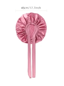 1 Stück Satin Nachthaube für Damen, seidiger Schlafmütze mit verstellbarem Kordelzug, Duschhaube, geflochtenes Stirnband und Kopftuch - Verschiedenfarbig - Übersicht 2