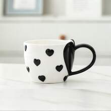 Hand-Painted Embossed Heart-Shaped Ceramic Mug Set, Cute Coffee Cup Pair, Couple Theme Drinkware, Couple Gift - Multicolor - View 15
