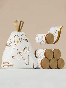 30/60/90 Pieces Per Roll 4-Gallon Drawstring Garbage Bags, Cute Printed Disposable Garbage Bags, Self-Closing Garbage Bags, Household Tie Garbage Bags, Garbage Bags, Garbage Bags, Multi-Functional Garbage Bags, For Home, Office, Cleaning Supplies, Household Tools