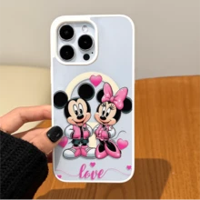 Disney.‌ Mickey And Minnie Patterned Phone Case With Hearts And Playful Designs. Compatible With IPhone 17, 16, 15, 14, 13, 12, And 11 Pro Models. Made Of TPU, Featuring Shockproof Protection. A Perfect Gift For Family, Friends, Birthdays, Valentine's Day, And Holidays. - 白色 - 查看 2
