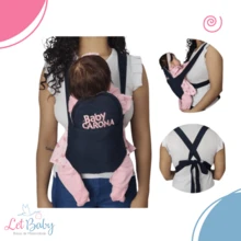 Let Baby Canguru Carona Para Bebê Infantil Baby Passeio Menina ou Menino - Marinho c/ Rosa - Visão 5