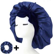2pcs/Set "Spacious Space" Luxurious Solid Color Satin Bonnet With Satin Scrunchies Large Soft Silky Satin Bonnet For Sleeping Satin Hair Bonnet Night Cap Hair Care Hat With Tie Band Bonnets For Curly/Braided/Natural Hair, Available In Multiple Colors, Essential For Nighttime Hair Care, Soft And Close Fit For Hair, Premium Bathroom Accessories, Barber Salon Hair Products And Accessories, Beauty Travel Essentials - Multicolor - View 17