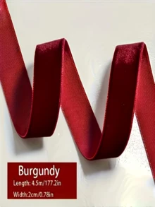 1 Roll 5 Yards Elegant Luxurious Burgundy Velvet Ribbon (Length 450cm/177in), Burgundy Gift Wrapping Ribbon, Bouquet Packaging Ribbon, Christmas Gift Box Bow Decor Ribbon, DIY Ribbon, Handmade Bow Bouquet Gift Satin Ribbon, Christmas Tree Decor, Wedding Party Holiday Decor, Suitable For Christmas, Wedding, Birthday, Valentine's Day - Burgundy - View 12