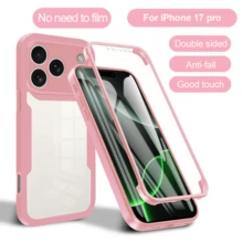 Hadaasi 1件淡粉色 360°全包覆 TPU+PC 2合1 壓克力雙面防摔矽膠手機殼，拼色超薄款，適用於 Apple 17e/17pro/17promax/17Air/17/16pro/16promax/16plus/16/16E 及 Galaxy S26Ultra/S26Plus/S26/S25FE/S25Ultra/S25Plus/S25/S24Ultra/S24Plus/S24/A56/A36/A26/A07/A17/A55/A35/A25/A15/A24/A34/A14/A16 - 淺粉色 - 查看 3