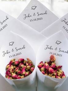 定制文字婚礼纸锥，个性化多色纸屑花瓣抛掷器，适用于婚礼仪式、退场、新娘送礼会、订婚派对、彩排晚宴、婚宴、新郎新娘送别、婚礼策划师、DIY爱好者、活动协调员，白色/牛皮纸手工一次性装饰，派对必备 - 多色(Normal) - 查看 4