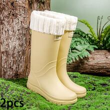 时尚厚底雨靴，女士高筒防水雨靴，成人保暖高帮雨靴，防水防滑保暖靴 - 多色 - 查看 13