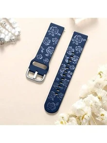 Glossy Floral Engraved Bands Compatible With Galaxy Watch 7 6 5 4 40mm 44mm/5 Pro/6 Classic 47mm/ Watch 4 Classic/Active 2, 20mm Soft Cute Silicone Sport Strap Compatible With Samsung Watch Bands Women - Watch 4/5/6/7-20mm - View 8