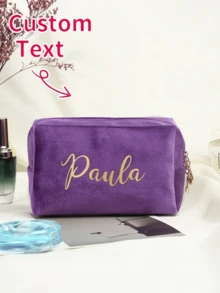 Túi đựng mỹ phẩm in tên cá nhân, Quà tặng cho phù dâu, Quà cưới, Túi đựng đồ vệ sinh cá nhân khi đi du lịch, Túi trang điểm, Quà sinh nhật cho nữ, Quà Ngày của Mẹ, Túi đựng mỹ phẩm - Nhiều màu - Xem 7