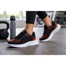 Women's Athletic Shoes, Gym Fitness, Training, Running, Modern, Lightweight, Soft - Black Orange - View 1
