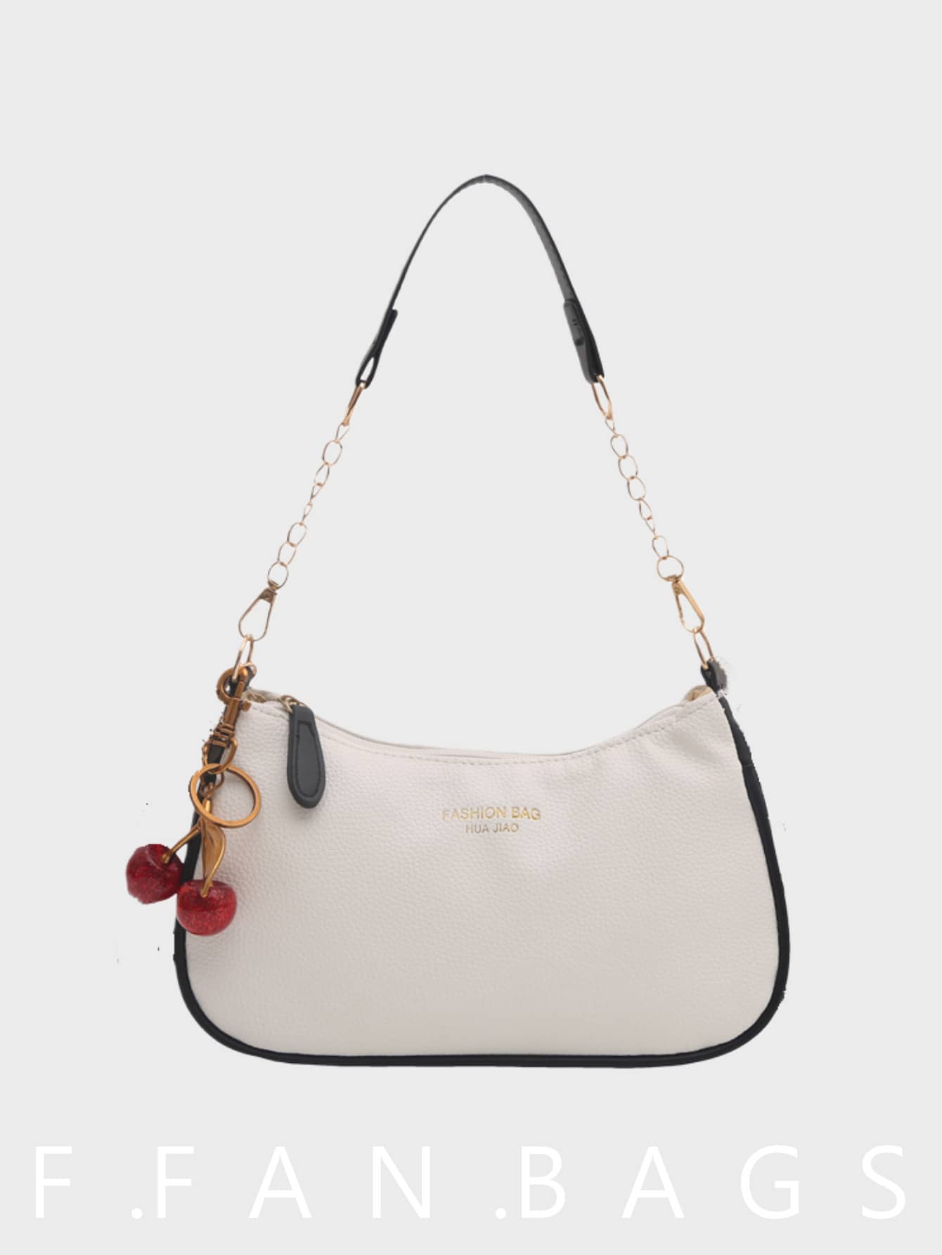 Fashionable Solid Color Letter Versatile Simple Armpit Women's Crossbody Bag Elegant Chain Shoulder Bag, Suitable For Shopping, Wallets, Shopping, Young Women, College Students, Newcomers, White-Collar Workers. They Are Very Suitable For Offices, Universities, Work, Business, Commuting, Outdoor Activities, Travel, And Outings - White - View 1