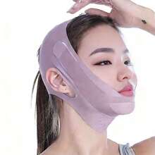 1pc/Pair Double Face Lifting Strap, Beauty Double Chin Face Contour Lifting Tool, Elastic & Breathable - Purple - View 1