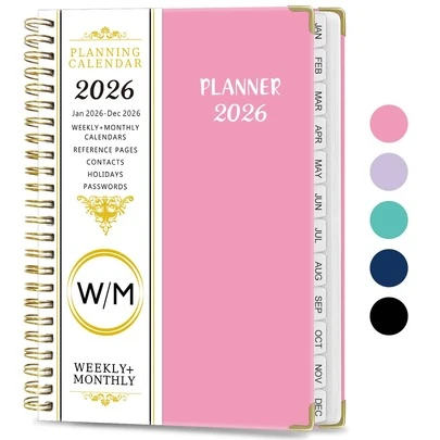 2026 Monthly & Weekly Planner Notebook, A5 Size, January To December, With Calendar, Work Plan Records, Labels, Suitable For Business, Office, School Supplies, Calendar Notebook, Diary, Weekly Planner, Agenda, Applicable For Office Supplies, Student Gifts, Work Records, Annual Plan, Family Plan, Desk Accessories, Back To School Gifts, Friend Gifts, Personalized Gifts