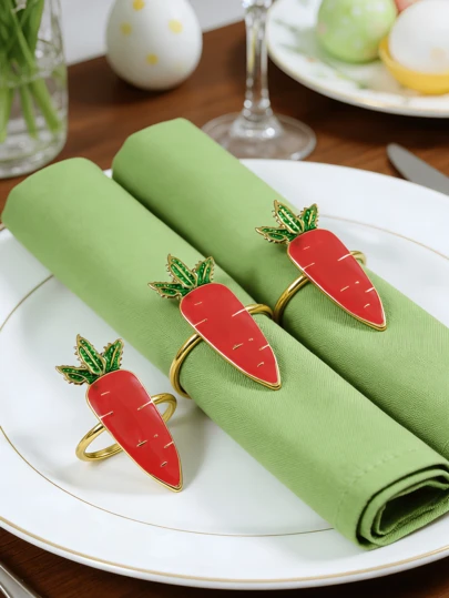 4-12pcs Carrot Napkin Rings, Carrot Napkin Holders, Suitable For Thanksgiving, Wedding, Party, Easter, Birthday, Daily Table Decoration