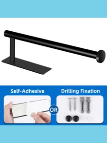 Stainless Steel Kitchen Paper Towel Holder, Wall-Mounted Tissue Roll Dispenser, Cling Film & Paper Towel Storage Rack - Black - View 3