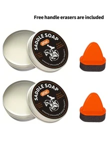 鞋蜡清洁套装（含抛光海绵）皮革清洁保养油，适用于皮夹克、鞋子、包袋、皮沙发，去除污渍，快速抛光滋养，颜色无限 - 60ml鋁盒馬鞍皂+手柄海綿 - 查看 9