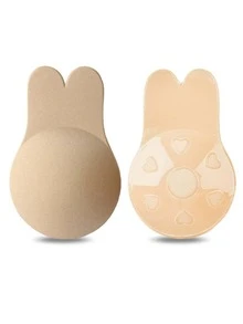 4片/2片装可重复使用兔耳硅胶隐形文胸自粘运动聚拢文胸贴纸 - 彩色 - 查看 14