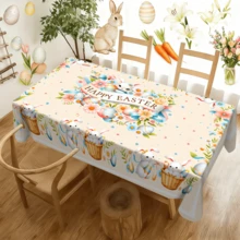 Bộ 20 khăn trải bàn chủ đề Lễ Phục Sinh với hình thỏ và trứng Phục Sinh dễ thương, họa tiết hoa lá, thích hợp để trang trí phòng khách, nhà bếp và phòng ăn. Thiết kế có thể giặt máy, tạo nên không khí lễ hội. - Nhiều màu - Xem 16