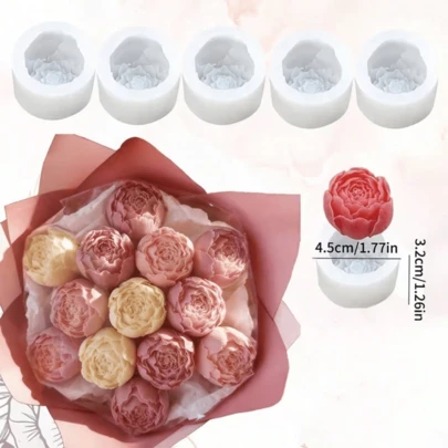 1/3/6Piece Artificial Rose Mold Set - Reusable Silicone Molds For DIY Candles, Soap, Resin, And Clay Crafts - Delicate Petal, Stamen, And Leaf Textures With Easy Release - Ideal For Wedding, Valentine's Day, And Holiday Handmade Decorative Gifts