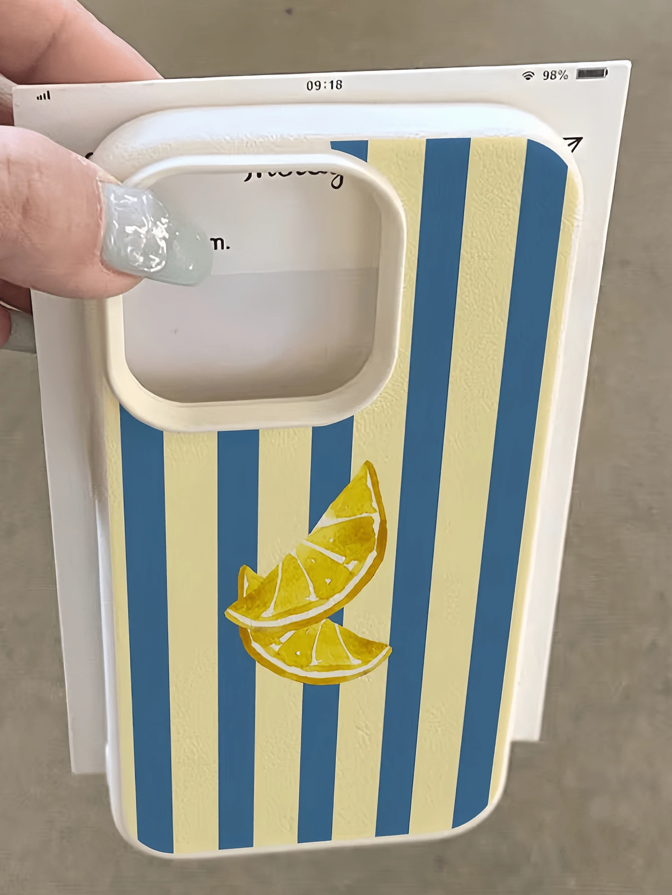 1个白色柠檬撞色条纹极简全包覆TPU防震手机壳,兼容苹果17、16、15、14、13、12、11 Pro Max、Air和Series系列 - 彩色 - 查看 1