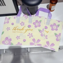 50pcs High-End Clothing Packaging Bags, Women's Shopping Bags, Small Flower Pattern Packaging Bags, Handheld Storage Bags, Reusable Packaging Bags, Thick Waterproof Portable Large Capacity Tote Bags; Outdoor Travel Daily Necessities Storage Bag. Suitable For Holidays, New Year's, Weddings, Parties, Shopping Bags, Birthday Gift Bags, Party Gift Bags ﻿ - Multicolor - View 4