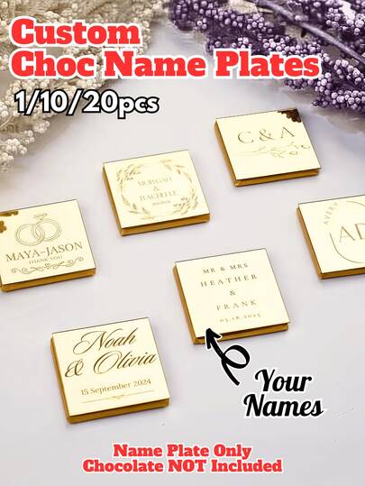 Personalized Chocolate Square Decor - Customized Laser Engraved Acrylic Plaque - Valentine's Day, Anniversary, Birthday, Romantic Gift, Wedding Favor, Personalized Acrylic Decor, Wedding Chocolate Favor