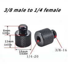 4pcs 1/4" Male To 3/8" Female Aluminum Alloy Camera Screw Adapter, 1/4" To M4 M5 M6 M8 M10 Converter Screws, Photography Equipment Accessories - Multicolor - View 29