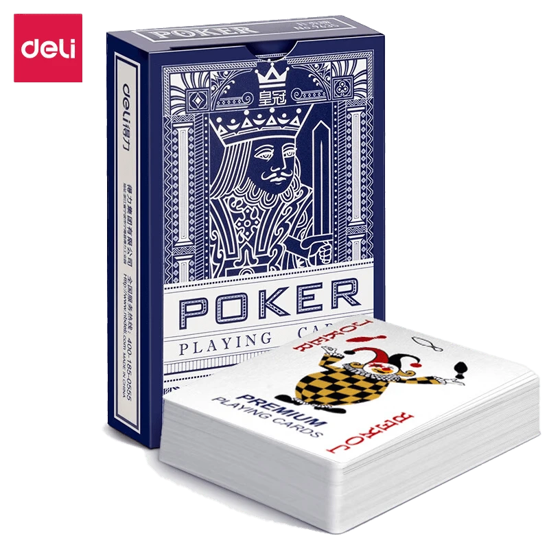 DELI 9635 Stiff-Textured Playing Cards With Sharp And Clear Printing Of Patterns And Numbers. Non-Slip And Easy To Grip. Clean And Suitable For Game Instruction. Blue. - Blue - View 1