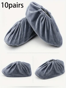 10/5/2/1 Pair Reusable Anti-Slip Shoe Covers - Thick Soft Washable Boot Protectors With Elastic Opening, For Indoor Slippers, Home, Bedroom, Office, Lab - Durable Lightweight Non-Slip Shoe Covers In Coffee, Gray, Blue, Burgundy