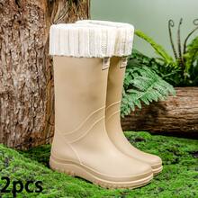 时尚厚底雨靴，女士高筒防水雨靴，成人保暖高帮雨靴，防水防滑保暖靴 - 多色 - 查看 12